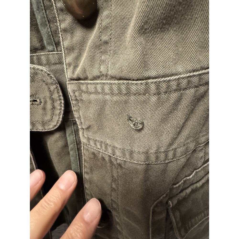 Women's Harolds 100% Cotton Olive Green Utility Jacket Bronze Button Size M - Picture 6 of 13